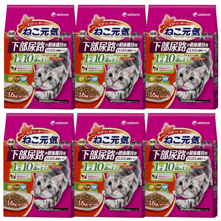 キャットフード　ねこ元気　下部尿路の健康維持用　１〜１０歳頃まで　１．６ｋｇ　（４００ｇ×４袋）　６袋入り | ねこ元気