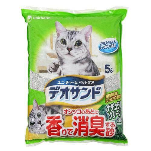 猫砂 オシッコのあとに香りで消臭する砂 ナチュラルグリーンの香り 日本全国 引き出物 送料無料 ５Ｌ ４袋入り お一人様１点限り