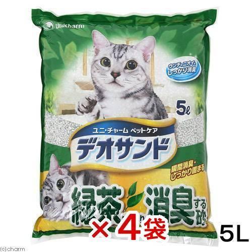 猫砂 爆安 定番から日本未入荷 緑茶成分入り消臭する砂 ５Ｌ お一人様１点限り ４袋入り