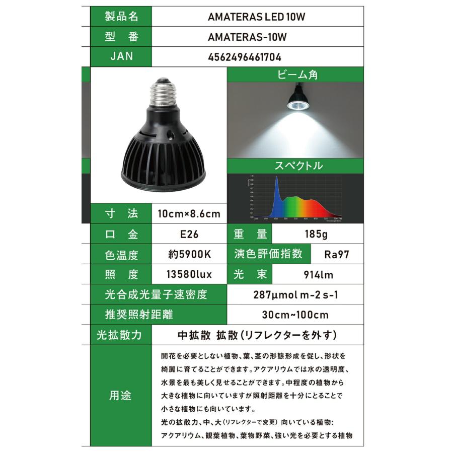 ＡＭＡＴＥＲＡＳ　１０Ｗ　植物育成用ライト　口金Ｅ２６　植物育成ライト　バレル　アマテラス　観葉植物　テラリウム_5
