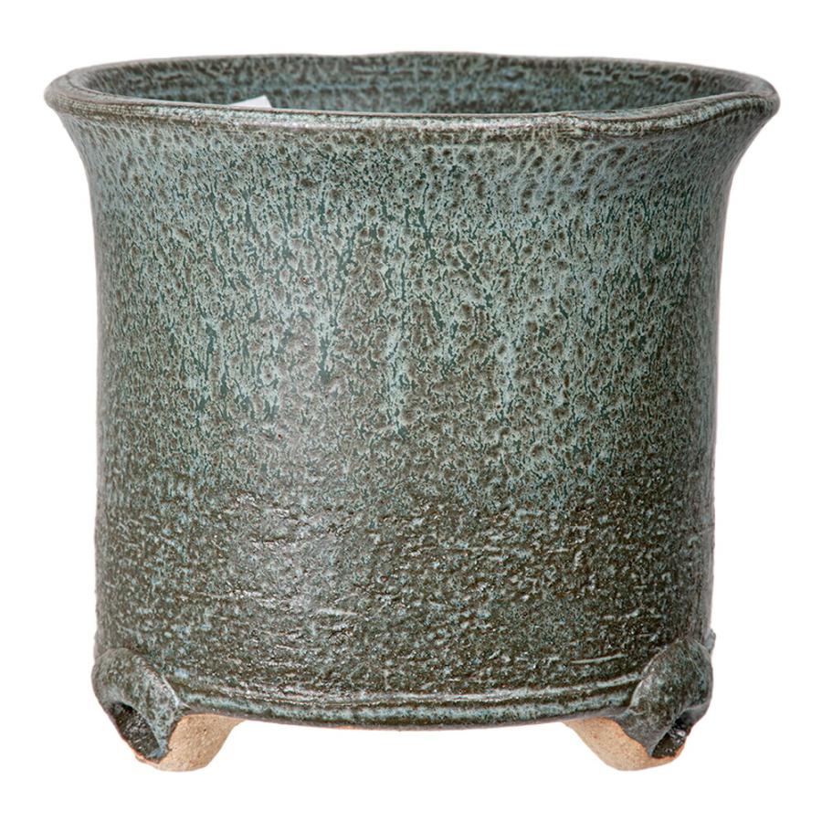 盆栽鉢　時代陶一手捻り鉢古鉢盆栽鉢小品盆栽山野草多肉植物植木鉢ガーデニング手作り 盆栽鉢 信楽焼 植木鉢 ソリひねり青銅 6．5号 多肉植物 山野草