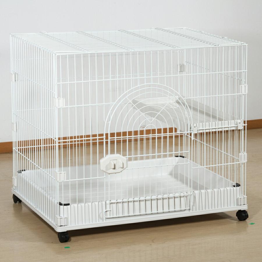 ジービー　猫用ケージ　ＦＷ−Ｃ１　ホワイト×ホワイト　キャスター付き　幅９１０×奥行き６４０×高さ７９０ｍｍ_4