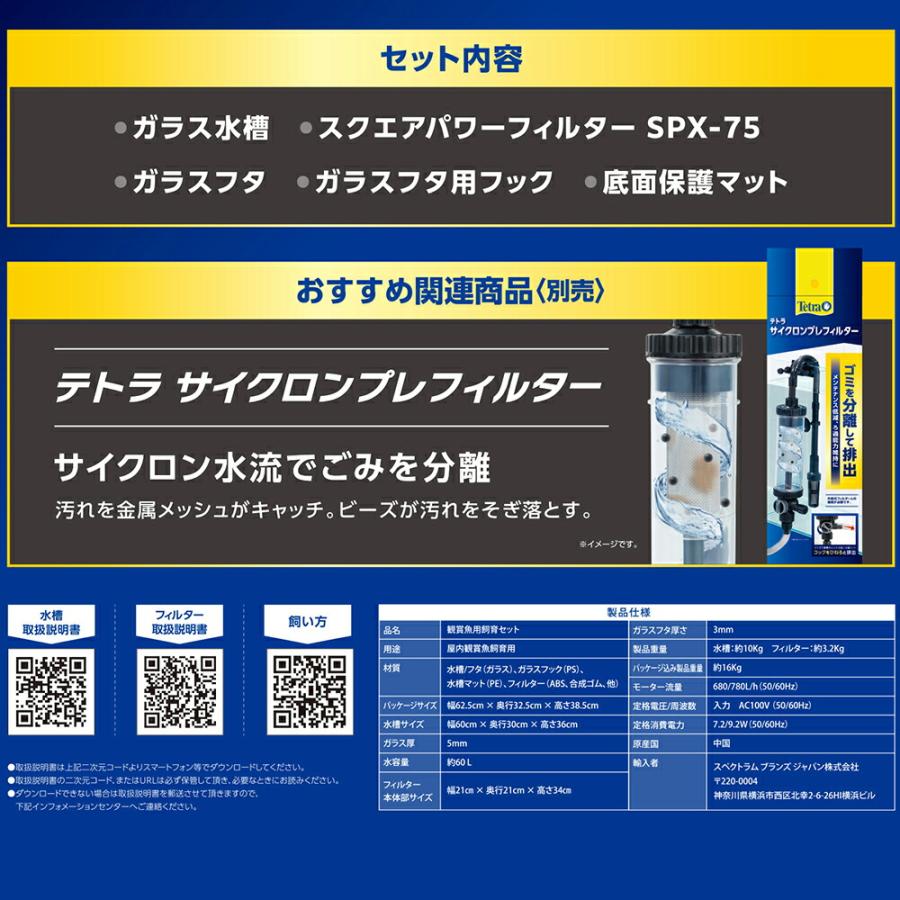 テトラ SPXフィルターセット60 60cm水槽 62．5×32．5
