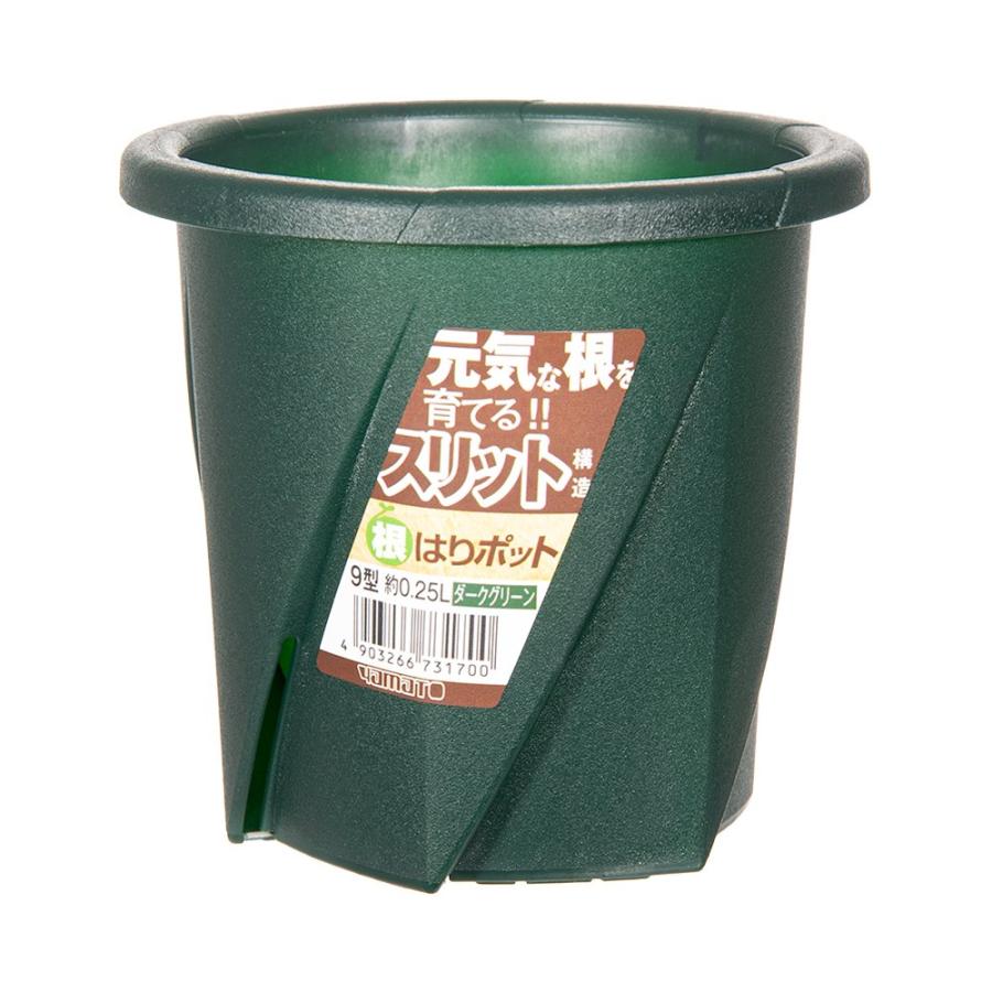 スリット鉢 大和プラスチック 根はりポット 9号 ダークグリーン