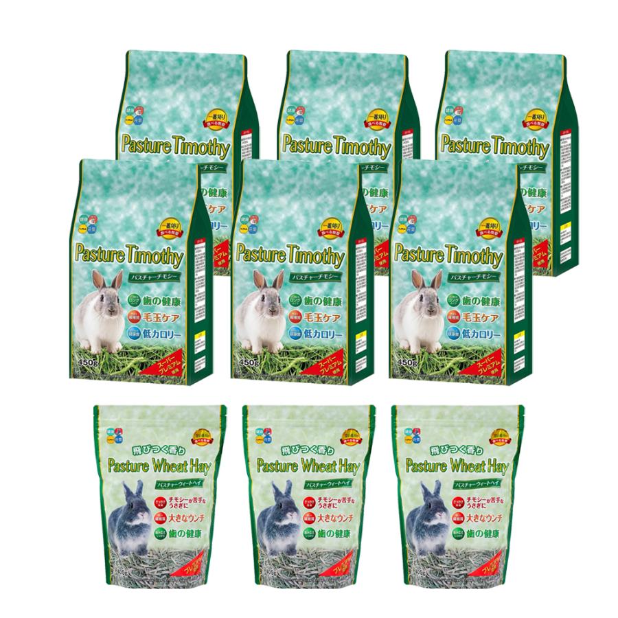 牧草 ハイペット パスチャーチモシー 450g×6＆パスチャーウィート