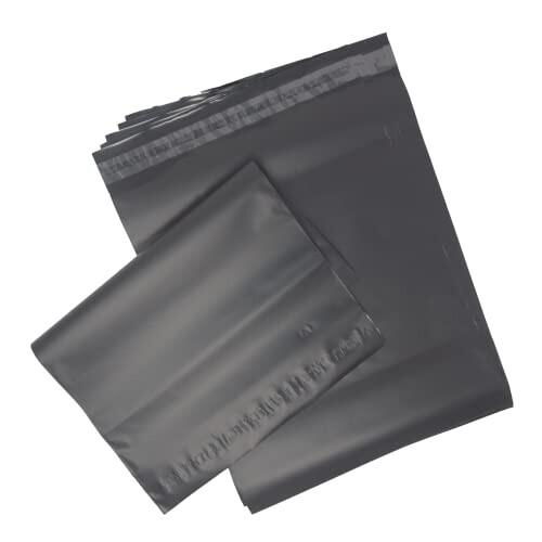 (KonKon) 宅配ビニール袋 ブラック 横25cm * 縦31cm (+フタ4cm) 100枚セット 強力テープ付き 宅配