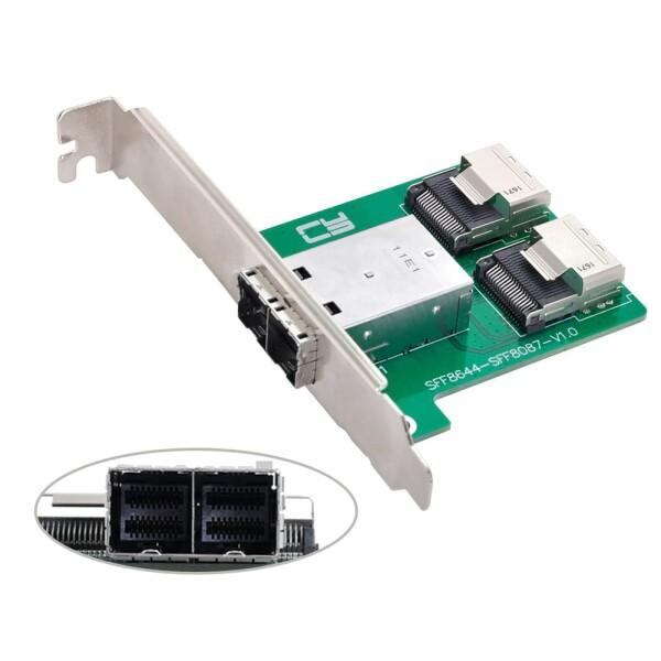 NFHK デュアルポート Mini SAS HD SFF-8644 - 内部 Mini SAS SFF-8087 PCBA メスアダプター ロープロファイルブ_1