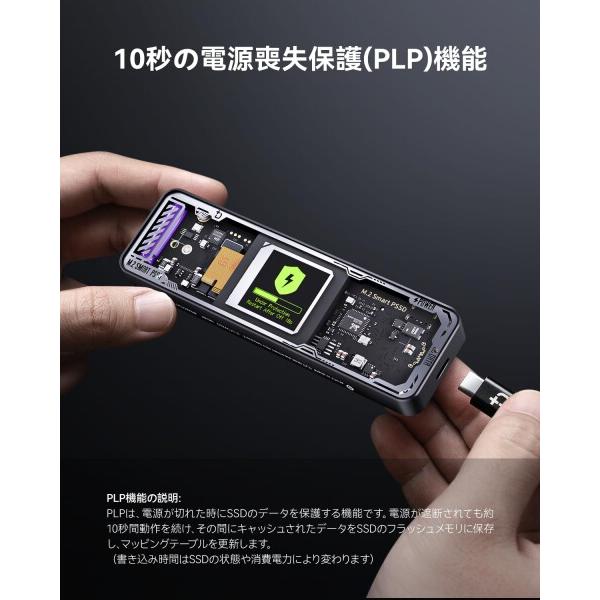 DOCKCASE M.2 NVMe SSDケース USB 3.2 Gen 2 Type-C (10 Gbps) IPS液晶ディスプレイと10秒 電源保護(PLP) 2230/2242/2260_2