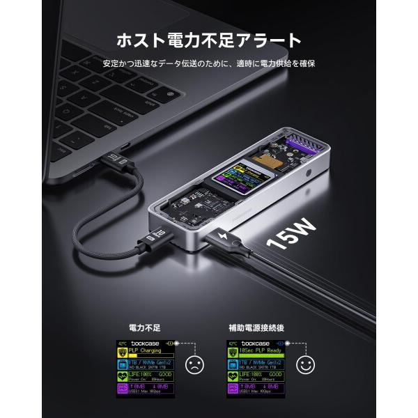 DOCKCASE M.2 NVMe SSD 外付けケース USB 3.2 Gen 2 Type-C (10 Gbps) 2230/2242/2260/2280サイズのNVMe PCIeに対応するハ_4
