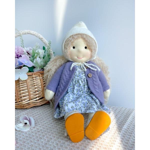 BlissfulPixie ウォルドルフ人形 手作り人形 Waldorf Doll - Bunny 30cm 柔らかい 女の子 かわいい ぬいぐる_4