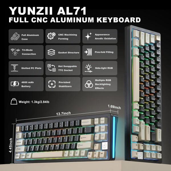 anna キープ YUNZII AL71 68% ゲーミングキーボード フルアルミCNC ホットスワップ