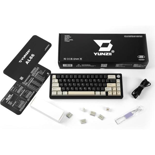 YUNZII AL66 ゲーミングキーボード ワイヤレス メカニカル アルミ製 65