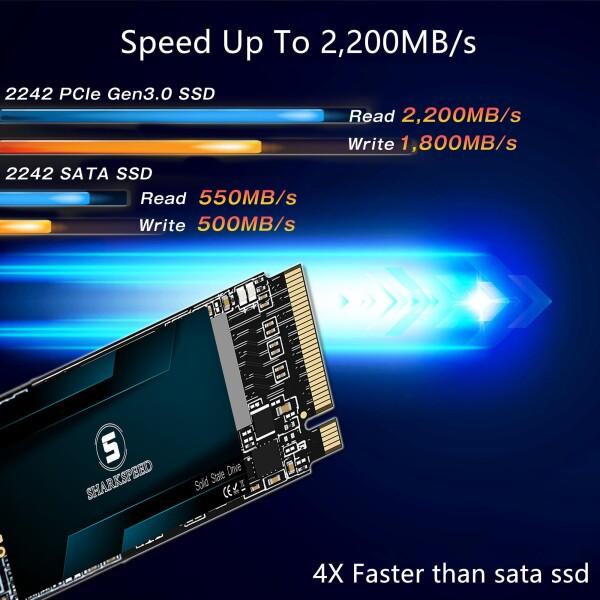 SSD 512GB M.2 2242 NVMe S SHARKSPEED PCIe Gen3.0x4 ミニSSD 内蔵型