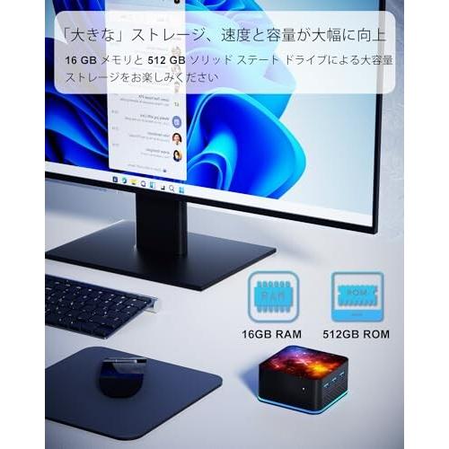 ミニPC celeron N97（最大3.6GHz）mini PC 16GB LPDDR5 512GB m.2 SSD 
