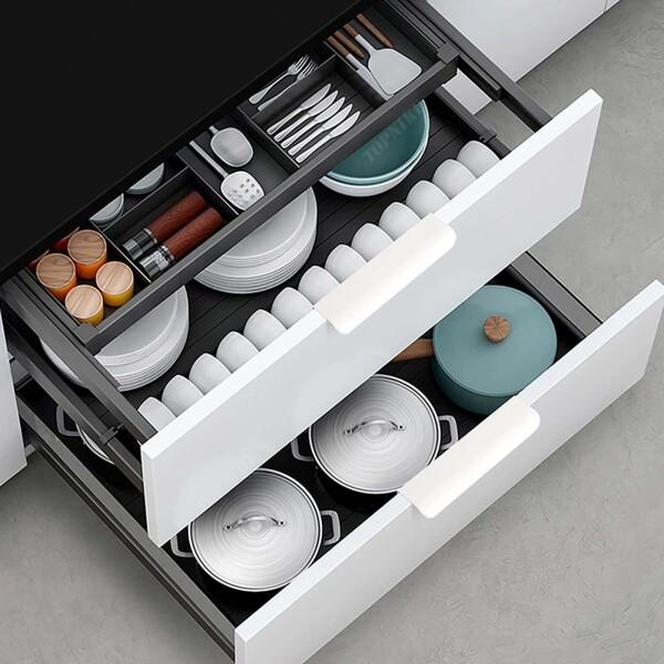 キャビネット 取っ手 隠しドアハンドル ドア 白 150mm 6個セット