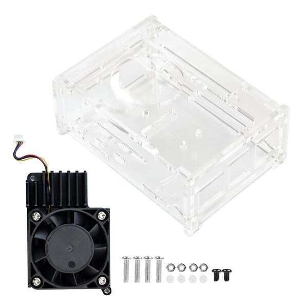 Yahboom Raspberry Pi 5 アクリルケースキット 組み込みヒートシンク冷却 PWM ファン + アクリルケース : チャンス ...