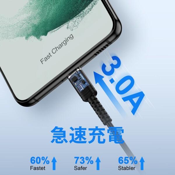 USB Type Cケーブル 1.2M*3本 コイル型 伸びる iPhone 15充電ケーブル