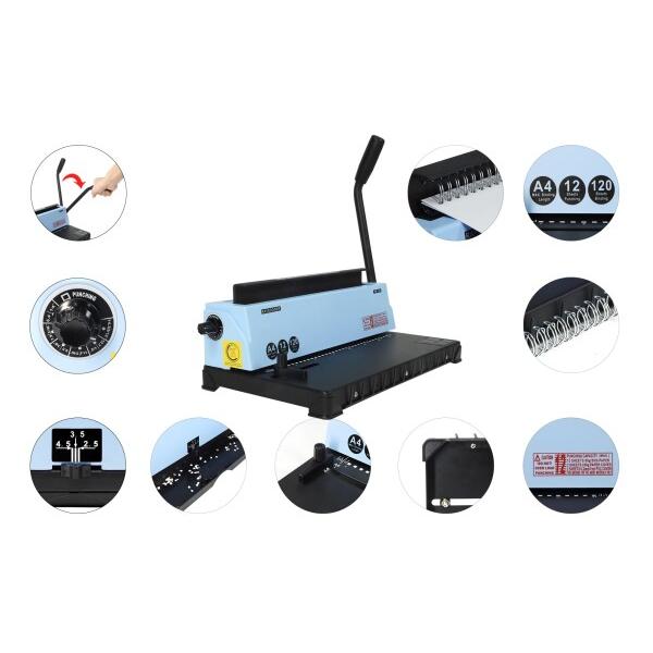 RAYSOONER TD-130 製本機 角穴 大型穴あけパンチ パンチングと製本が一体化 A4、A5、B5用紙対応 ピッチの画像