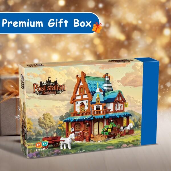 Oichy ミニブロック 建物 中世の郵便局 おもちゃ 部屋模型