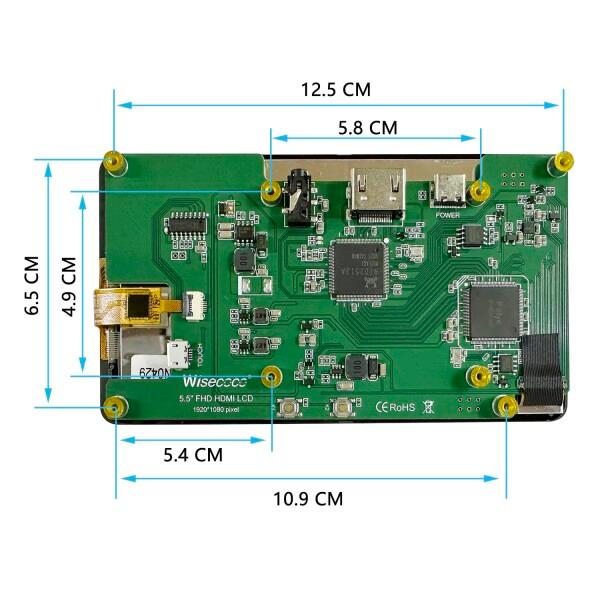 Wisecoco 5.5インチ タッチスクリーン LCDディスプレイ 1920 * 1080 モデルに用のRapberry Pi 5/4/4B/3B+/3A+ HDMI
