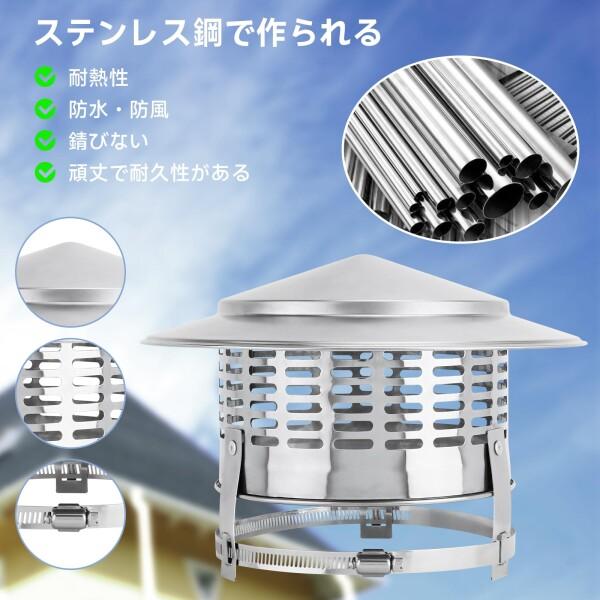 HAPPYNAO煙突セット KOMCLUB 煙突ピーク ステンレス鋼 屋根煙突 煙突パイプレイン