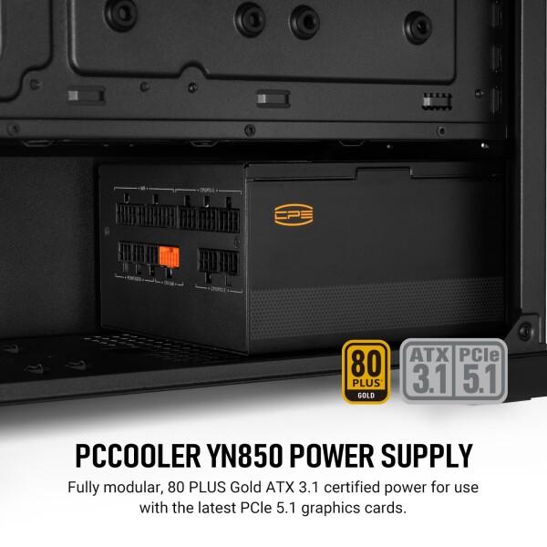 PCCOOLER PSU CPS YN850 電源、80 Plus Gold 認定フルモジュラーPCIe 5.1 & ATX 3.1、幅広い互換性、135mm FDBファ_1