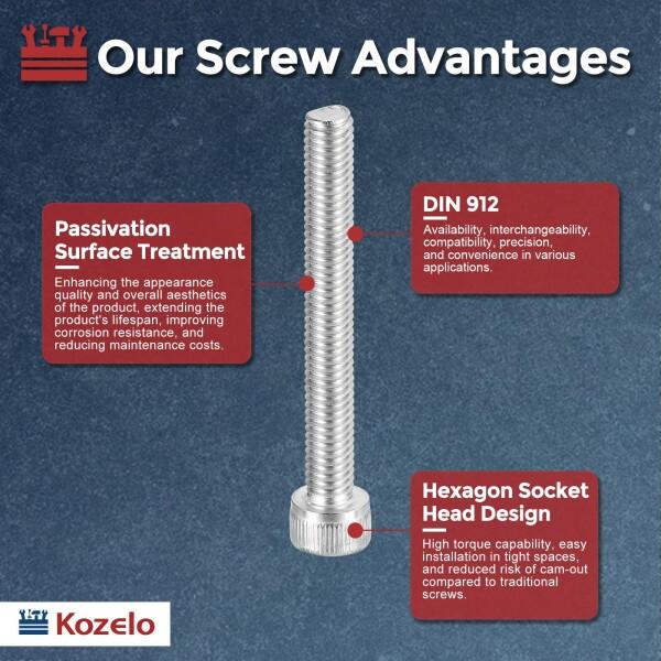 Kozelo 20本 六角穴付きボルト (M6 1 x 50mm) 304ステンレス鋼 Kozelo 20本 六角穴付きボルト (M6 1 x 50mm) 304ステンレス鋼