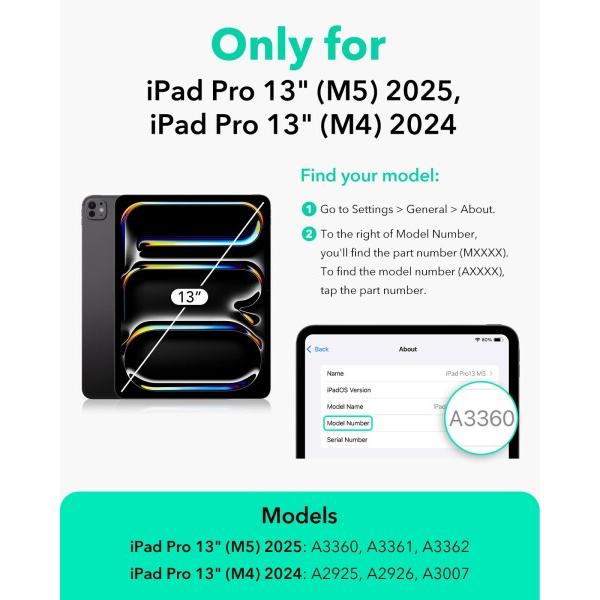 ESR ESR iPad Pro 13インチ ケース（M5/M4、2025/2024）専用 取外し