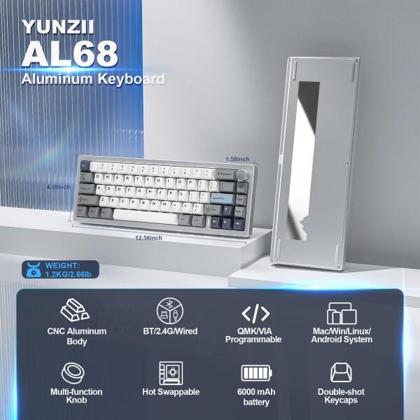 YUNZII AL68 メカニカルキーボード ワイヤレス 68キー ホット