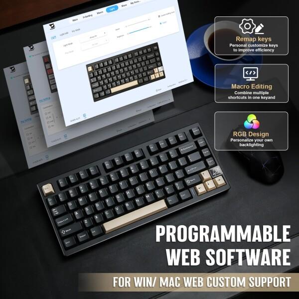 YUNZII AL75 PRO 80キー ゲーミングキーボード メカニカルキーボード