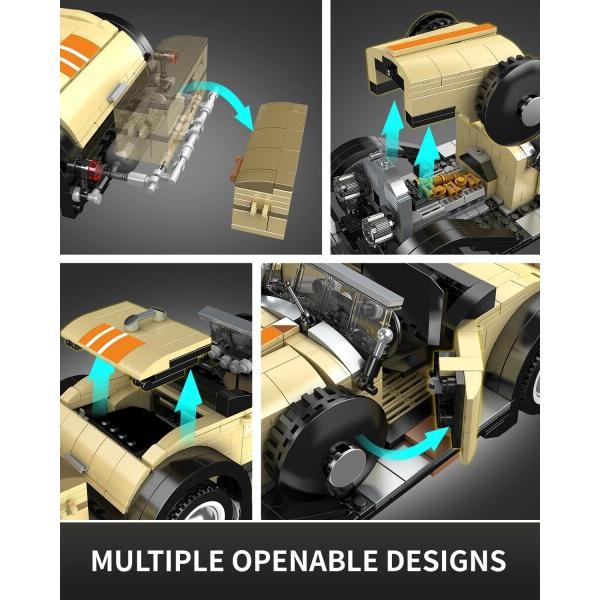 Mould King 10115クラシックカー積み木セット、MOCレトロカー