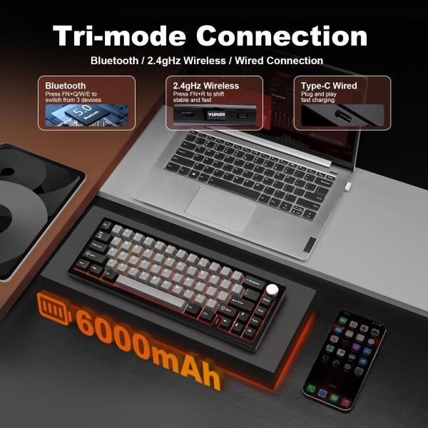 YUNZII AL68 メカニカルキーボード ワイヤレス 68キー ホットスワップ