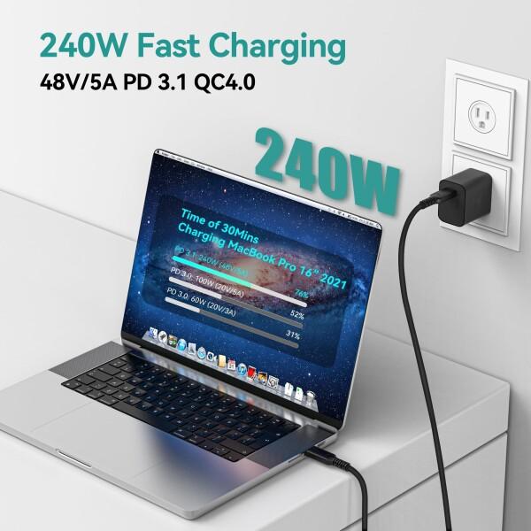 ConnBull USB 4 kabel 5m met Thunderbolt 4, 100W oplaadkabel 20Gbps datakabel, 4K display USB C naar USB C voor laptops, monitor, hub, docking station enz