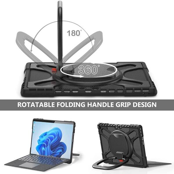 Surface Pro 7/ 6/ 5/Pro 4 ケース 耐衝撃 360°回転スタンド機能 Pro7 