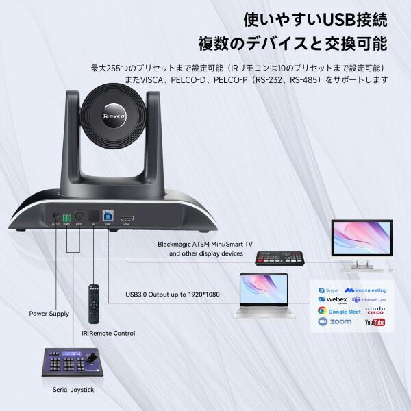Tenveo Tenveo PTZカメラweb会議ビデオウェブカメラ3倍光学ズーム 