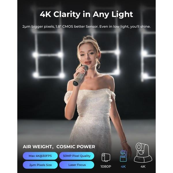OBSBOT Tail Air ストリーミング PTZ リモート IP カメラ 4K UHD AI 搭載 人 動物 自動追跡 レーザーAF マイ