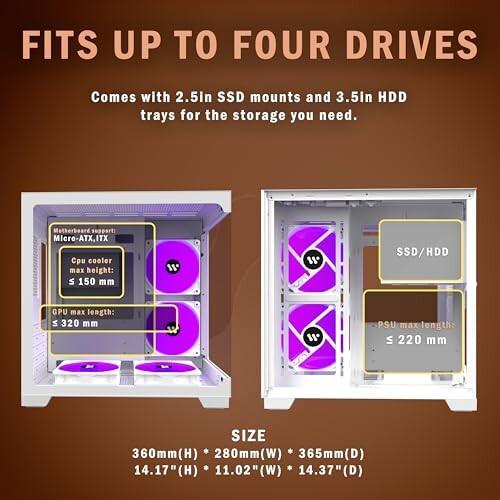 KEDIERS pcケース ミドルタワー、 4 PWM ARGBファン搭載済み KEDIERS pcケース ミドルタワー、 4 PWM ARGBファン搭載済み