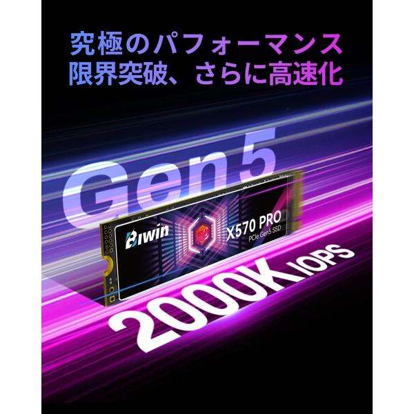 Biwin X570 PRO 1TB SSD Gen5×4 最大読込：14000MB/s NVMe2.0 M.2 Type