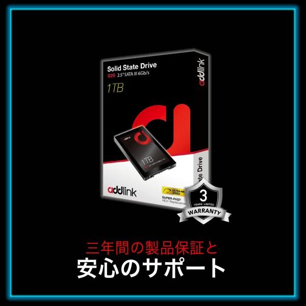 addlink S20 台湾製 1TB 内蔵SSD 読取り最大 500MB/s 書込み最大
