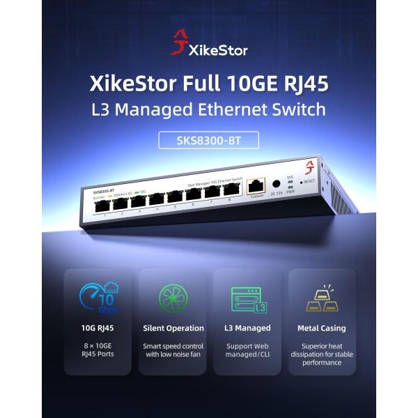 XikeStor 8 ポート 10Gbps スイッチング ハブ rj45 ネットワーク