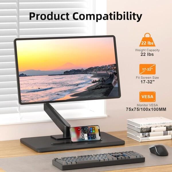 suptek モニターアーム モニタースタンド 1画面 置き型 テレビ