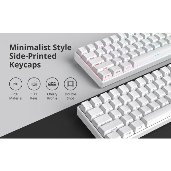 130 キー サイドプリント PBT 白いキーキャップ 75 パーセント、Cherry