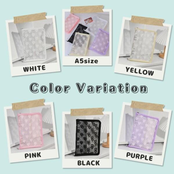 A5 ハート柄 メッシュ 6穴 バインダー トレカ シール チェキ 缶