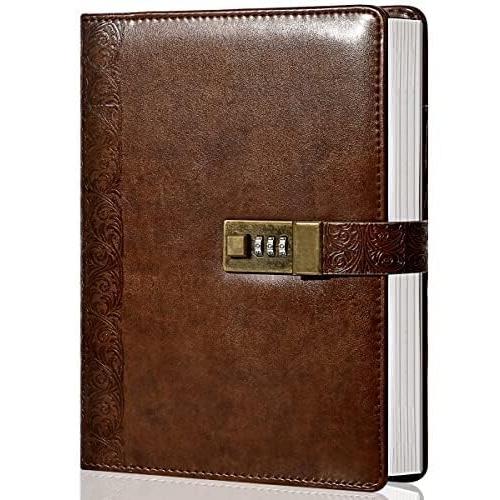 CAGIE システム手帳 A5 鍵付きノート アンティーク 日記帳 鍵付き