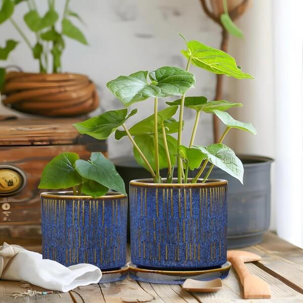 Villa Como 植木鉢 陶器鉢 プランター 3.5号 4.5号 2点セット 穴