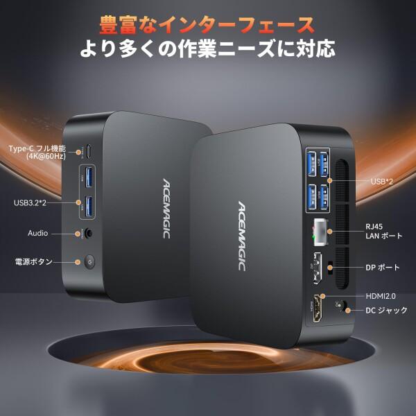 ACEMAGIC ミニPC 高性能AMD Ryzen 5 7430U搭載 4.3GHz 6C/12T mini pc