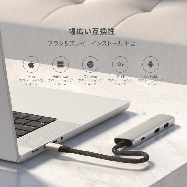 SATECHI 4 in 1 USB-C スリムプラス マルチポートアダプター（100W急速充電ハブ、4K@60Hz HDMI変換器、USB-A_5