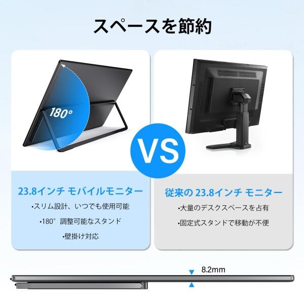 InnoView モバイルモニター 23.8インチ 2K モバイルディスプレイ QHD（2560x1440） 100%sRGB 100Hz ポータブ_7