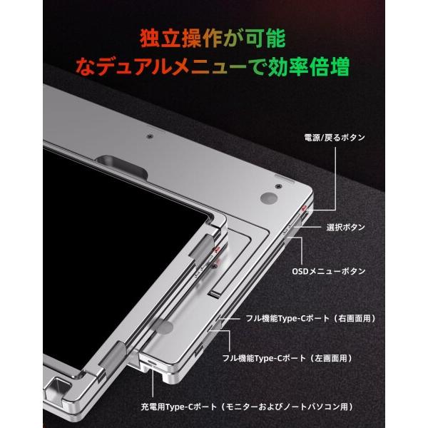 Intehill モバイルモニター 2画面 4K トリプルモニター 13.4インチ 非