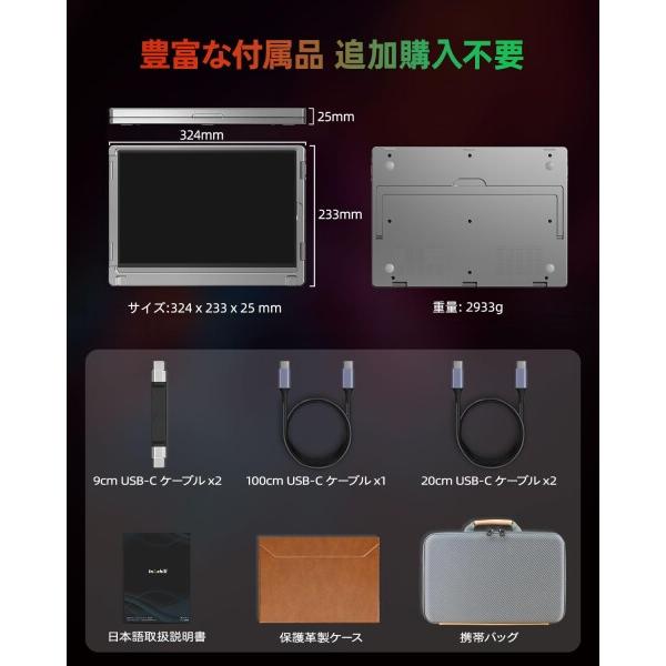 Intehill モバイルモニター 2画面 4K トリプルモニター 13.4インチ 非